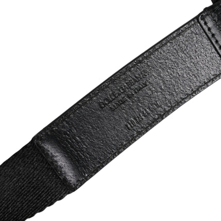 Dolce & Gabbana Black White Printed Metal Logo Buckle Belt