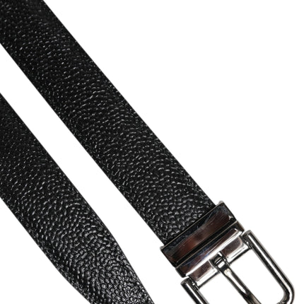Dolce & Gabbana Black Calf Leather Classic Metal Buckle Belt