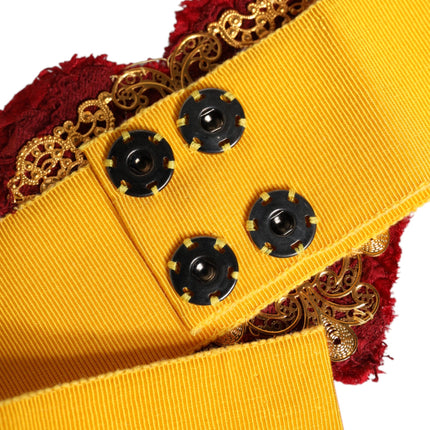 Dolce & Gabbana Yellow Stretch Wide Waist Heart Embellished Belt
