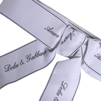 Dolce & Gabbana White Waist Ribbon Wide Bow Logo Belt