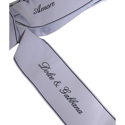 Dolce & Gabbana White Waist Ribbon Wide Bow Logo Belt