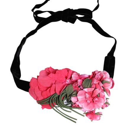 Dolce & Gabbana Multicolor Floral Applique Detail Tie Belt