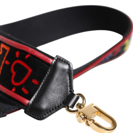 Dolce & Gabbana Black Cotton Printed Bag Shoulder Strap