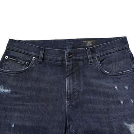 Dolce & Gabbana Blue Cotton Stretch Skinny Men Denim Jeans