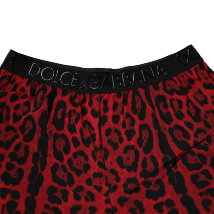 Dolce & Gabbana Red Leopard Print Viscose Bermuda Shorts