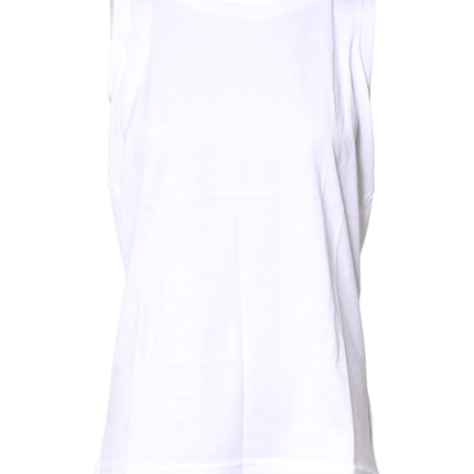 Dolce & Gabbana White Cotton Sleeveless Crew Neck T-shirt
