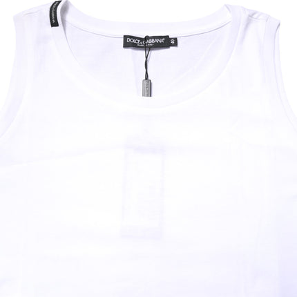 Dolce & Gabbana White Cotton Sleeveless Crew Neck T-shirt