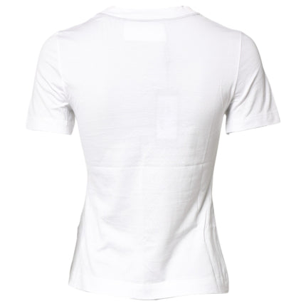 Dolce & Gabbana White Cotton Graphic Print Crew Neck T-shirt