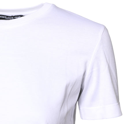 Dolce & Gabbana White Cotton Crew Neck Short Sleeves T-shirt