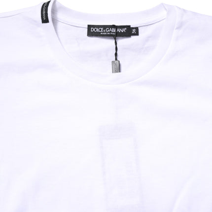 Dolce & Gabbana White Cotton Crew Neck Short Sleeves T-shirt