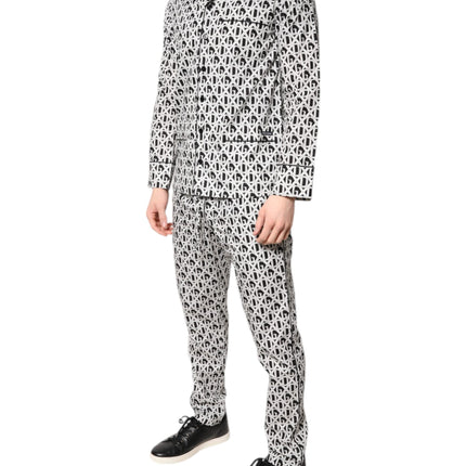 Dolce & Gabbana Black White DG Print Cotton Pajama Set Sleepwear