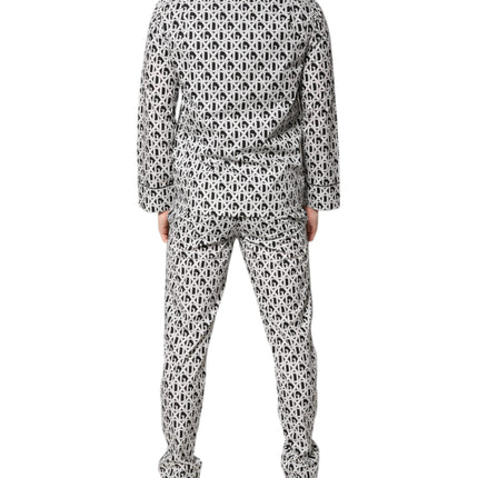 Dolce & Gabbana Black White DG Print Cotton Pajama Set Sleepwear