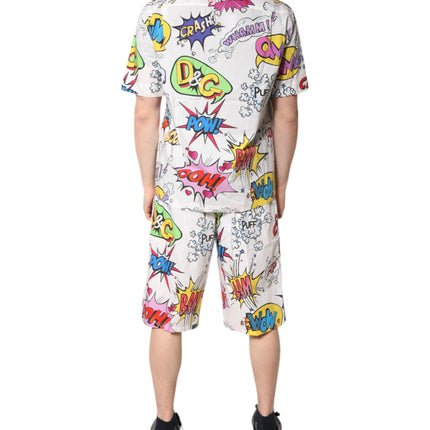 Dolce & Gabbana White Cartoon Print Cotton Men Pajama Set Sleepwear