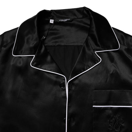Dolce & Gabbana Black Silk Shirt Pants Pajama Set Sleepwear