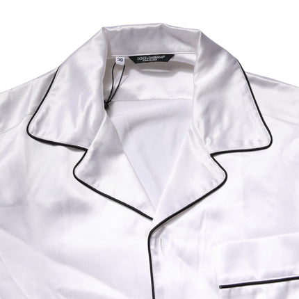 Dolce & Gabbana White Satin Silk Men Pajama Set Sleepwear