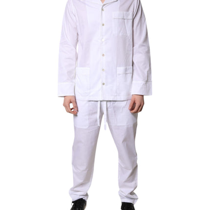 Dolce & Gabbana White Cotton Shirt Pants Pajama Set Sleepwear