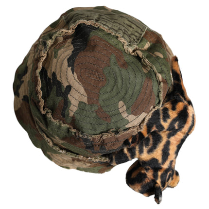Dolce & Gabbana Multicolor Leopard Embellish Wide Brim Bucket Hat