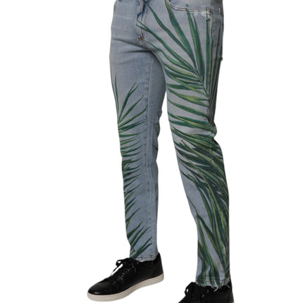 Dolce & Gabbana Light Blue Leaf Cotton Classic Men Denim Jeans