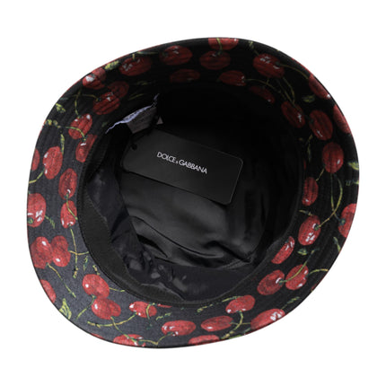 Dolce & Gabbana Black Cotton Printed Wide Brim Bucket Hat