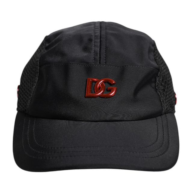 Dolce & Gabbana Black Nylon DG Logo 6 Panels Baseball Cap