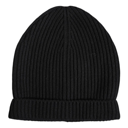 Dolce & Gabbana Black Cashmere Knitted Winter Beanie Hat