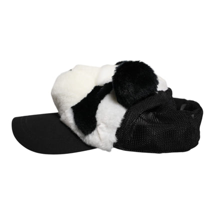 Dolce & Gabbana Black White Panda Fur Women Baseball Cap