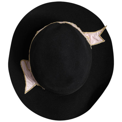 Dolce & Gabbana Black Logo Embroidered Women Wide Brim Hat