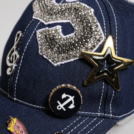 Dolce & Gabbana Blue Crystal Embellishment Baseball Cap