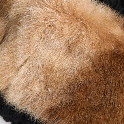 Dolce & Gabbana Black Brown Dyed Rabbit Real Fur Winter Beanie Hat