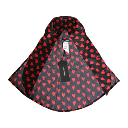 Dolce & Gabbana Black Red Hearts Polyester Hat
