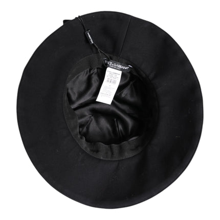 Dolce & Gabbana Black Cotton Wide Brim Bucket Hat