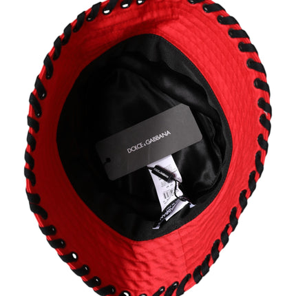 Dolce & Gabbana Red Lace Polyester Wide Brim Bucket Hat