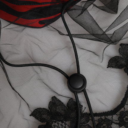 Dolce & Gabbana Black Red Stripes Lace Tulle Bucket Hat