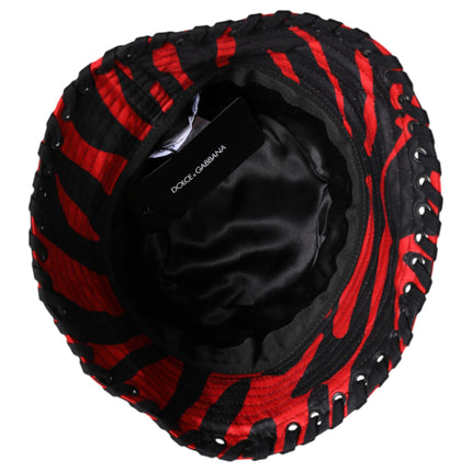 Dolce & Gabbana Black Red Stripe Polyester Wide Brim Bucket Hat