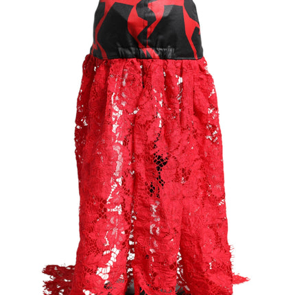 Dolce & Gabbana Red Black Lace Tulle Cotton Baseball Cap