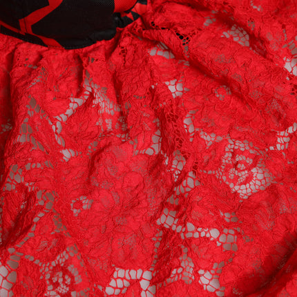 Dolce & Gabbana Red Black Lace Tulle Cotton Baseball Cap