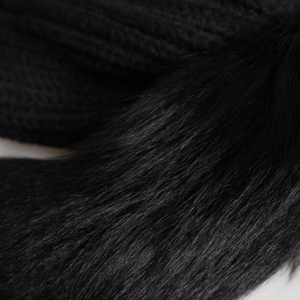 Dolce & Gabbana Black Acrylic Knitted Fur Winter Beanie Hat