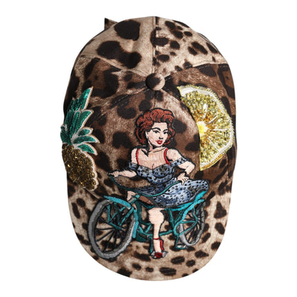 Dolce & Gabbana Brown Leopard Sequin Sicily Baseball Cap
