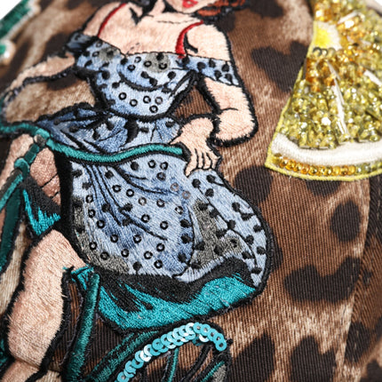 Dolce & Gabbana Brown Leopard Sequin Sicily Baseball Cap