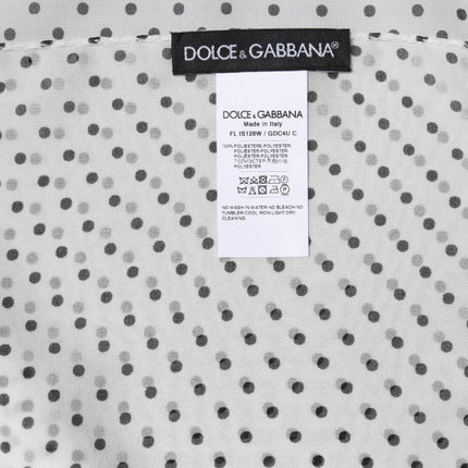Dolce & Gabbana White Polka Dots Polyester Wrap Shawl Scarf
