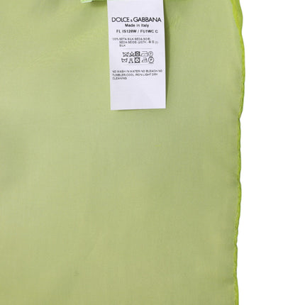 Dolce & Gabbana Green Silk Rectangle Wrap Shawl Neck Warmer Scarf