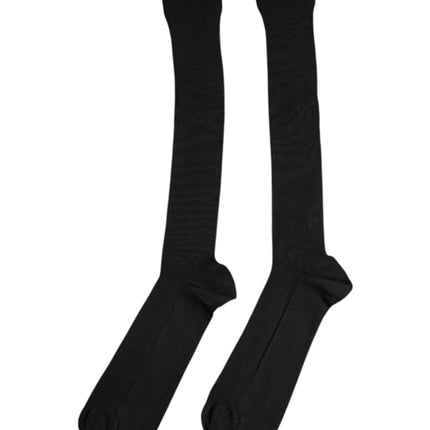 Dolce & Gabbana Black Viscose Logo Over The Calf Socks
