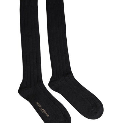 Dolce & Gabbana Black DG Logo Print Over The Calf Socks
