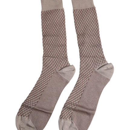 Dolce & Gabbana Brown Solid DG Logo Mid Calf Men Socks