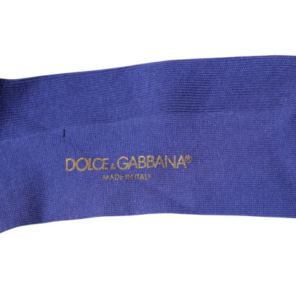 Dolce & Gabbana Purple Cotton Logo Over The Calf Socks