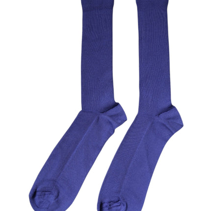Dolce & Gabbana Purple Cotton Logo Over The Calf Socks