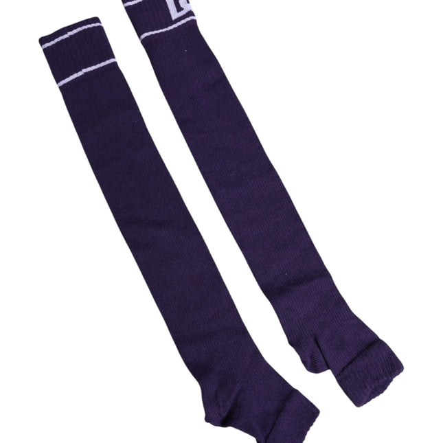 Dolce & Gabbana Purple Cotton DG Logo Print Open Toe Socks
