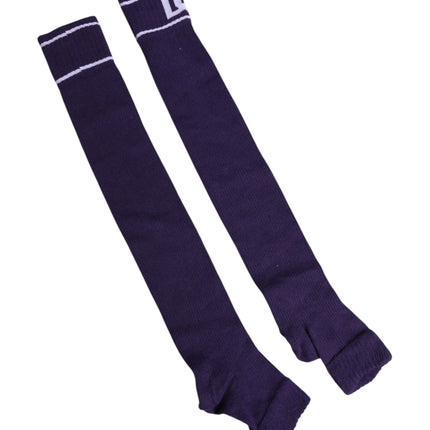 Dolce & Gabbana Purple Cotton DG Logo Print Open Toe Socks
