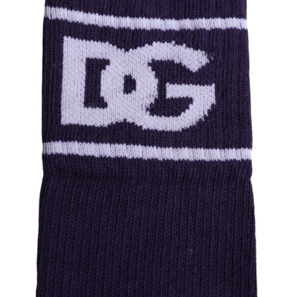 Dolce & Gabbana Purple Cotton DG Logo Print Open Toe Socks