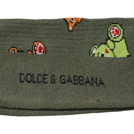 Dolce & Gabbana Green Nylon DG Bear Printed Mid Calf Socks